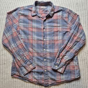 Faherty Shirt Mens XL Soft Flannel Cotton Blue Plaid Button Up Lightweight Easy